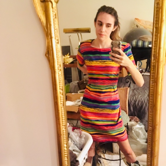 Vintage 80s Sag Harbor Rainbow Party Dress - Picture 9 of 14